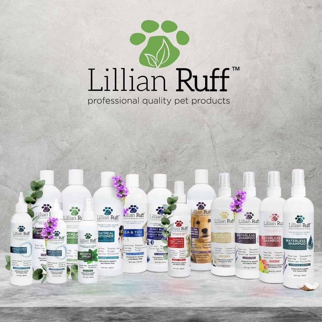 Lillian Ruff Berry Blue Brightening Face and Body Wash for Dogs - Blueberry Shampoo - Remove Tear Stains, Hydrate Dry Itchy Skin, Add Shine & Luster to Coats (Berry Blue Shampoo Gallon/Pump)