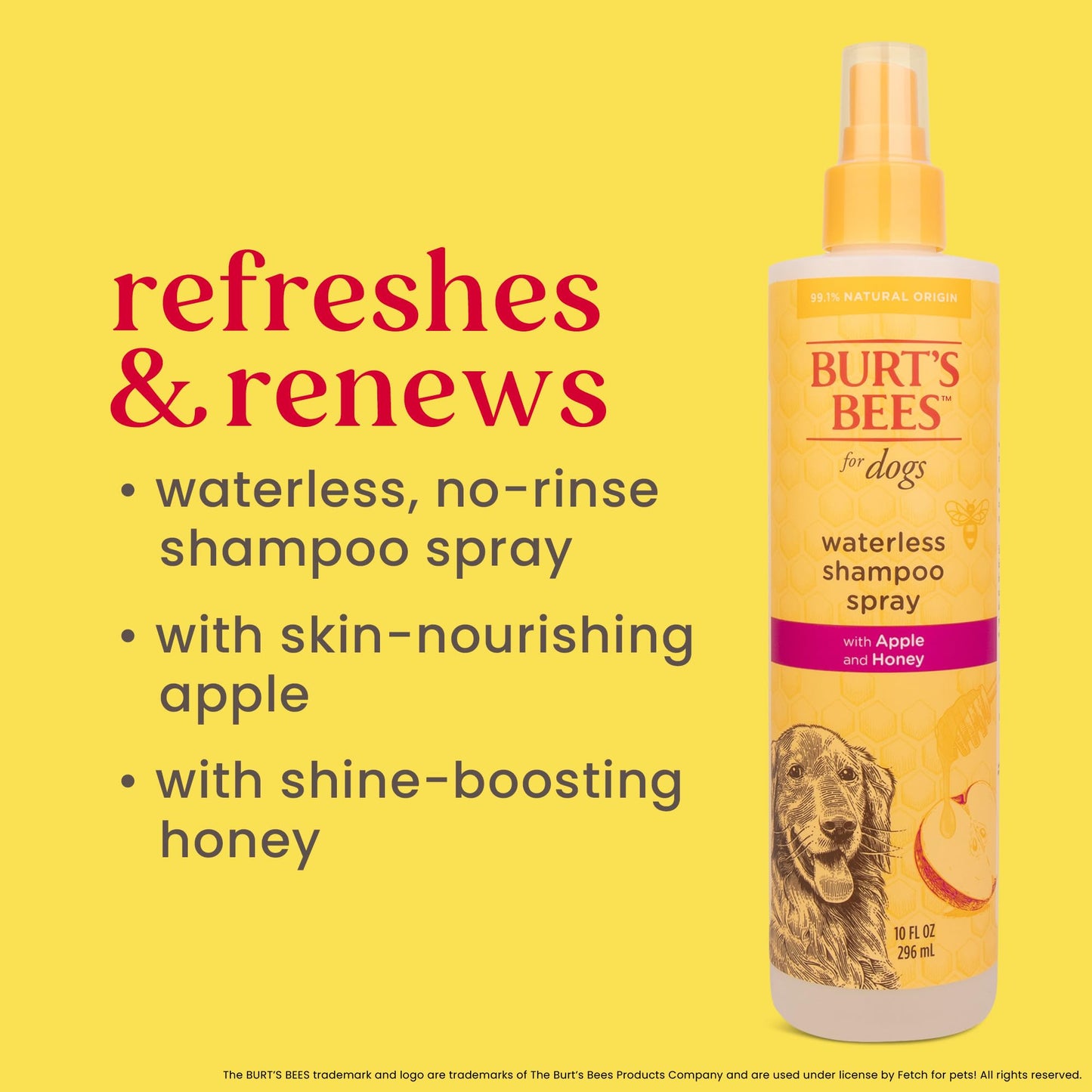 Burt's Bees - Waterless Shampoo Spray for Dogs — Apple & Honey | 10 oz