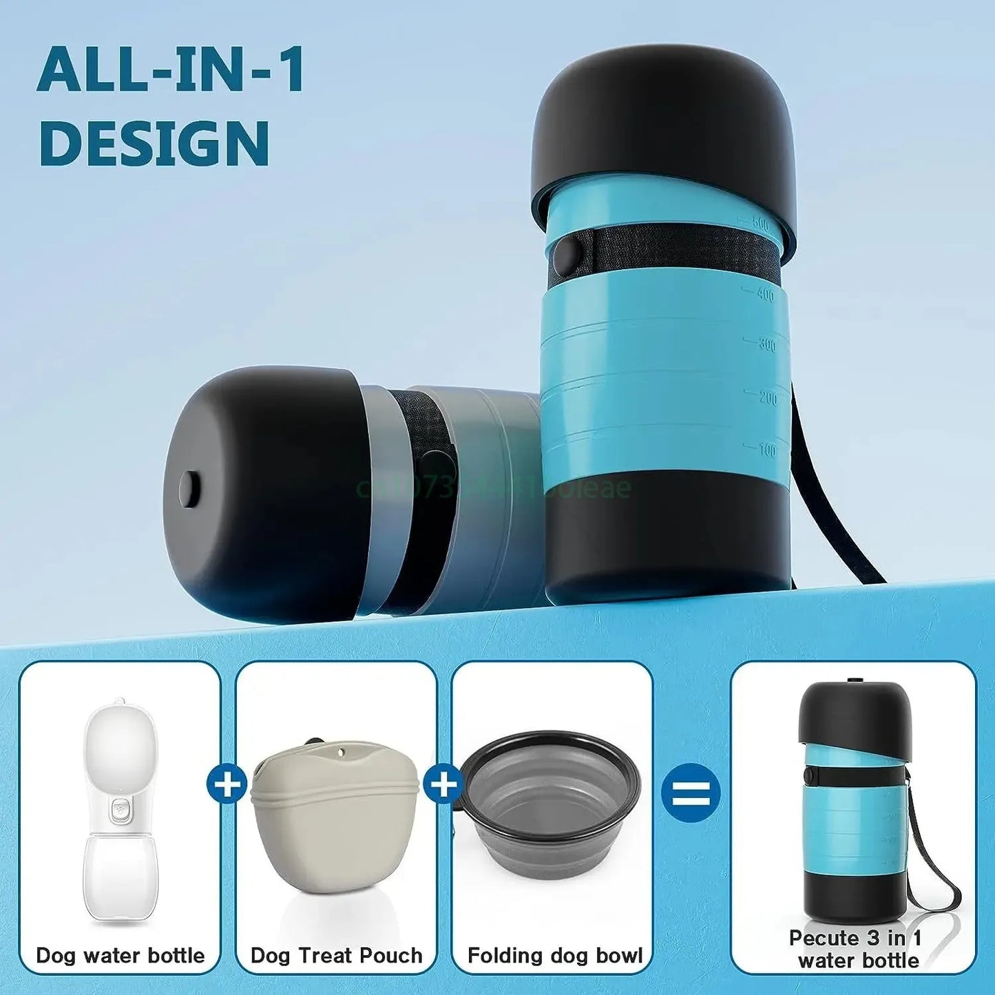 PURRVANA - Portable Dog Water Bottle – 650ml Travel Water & Food Bowl for Pets On the Go