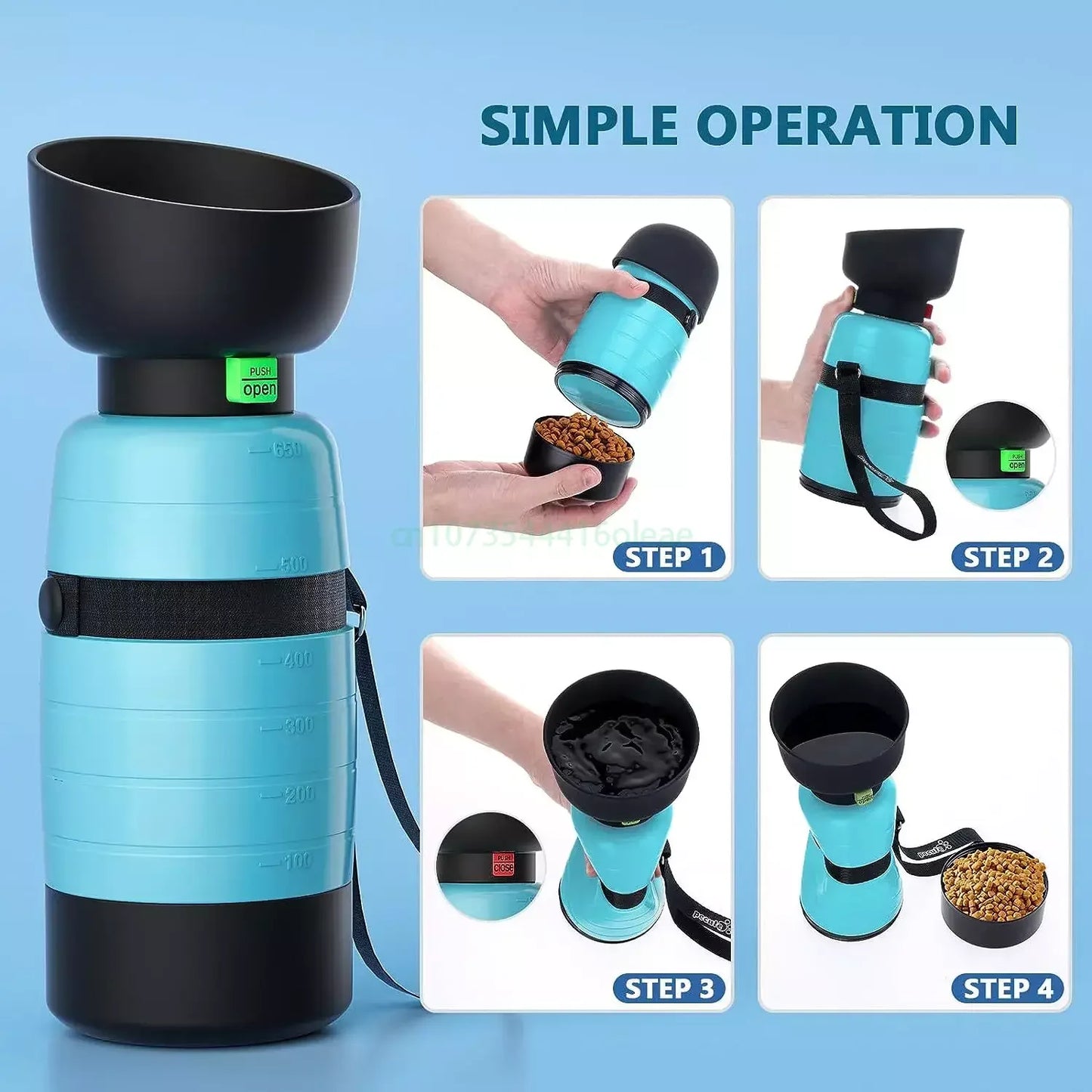 PURRVANA - Portable Dog Water Bottle – 650ml Travel Water & Food Bowl for Pets On the Go