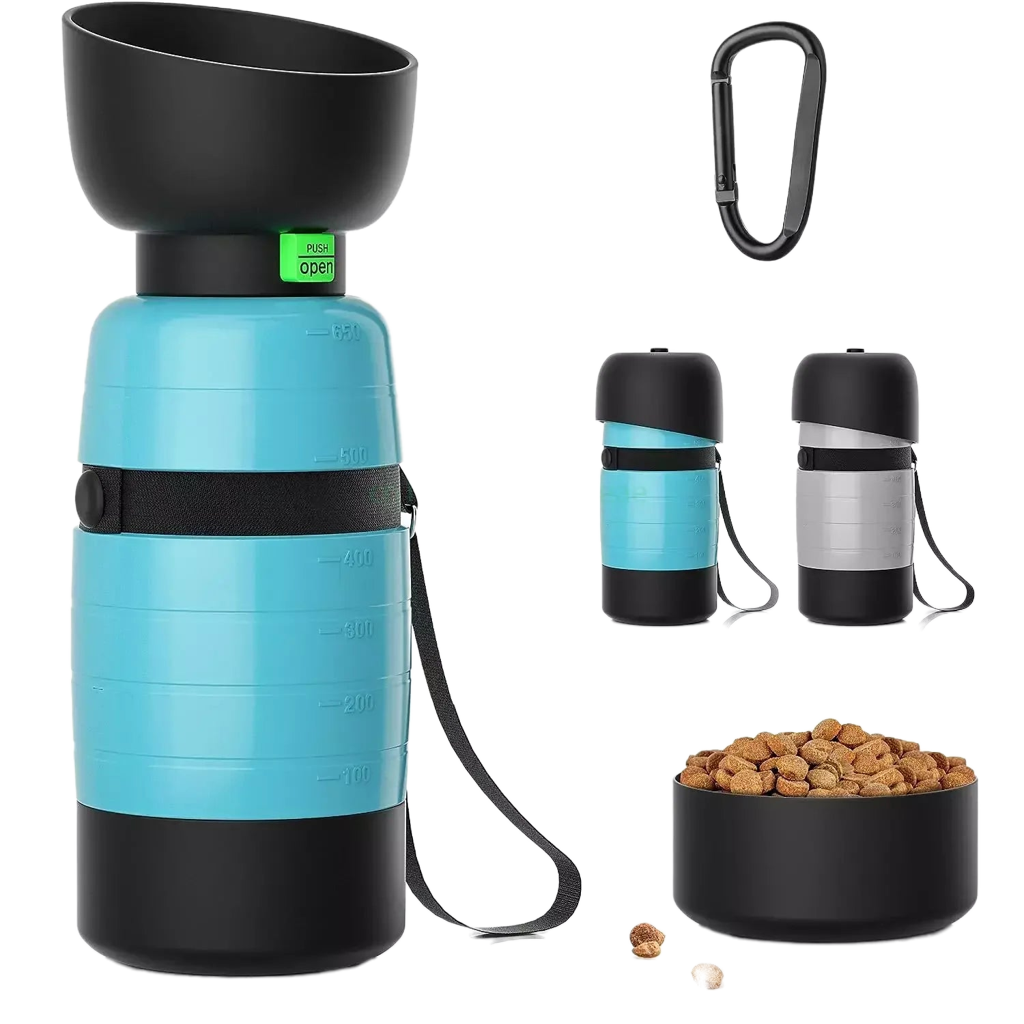 PURRVANA - Portable Dog Water Bottle – 650ml Travel Water & Food Bowl for Pets On the Go
