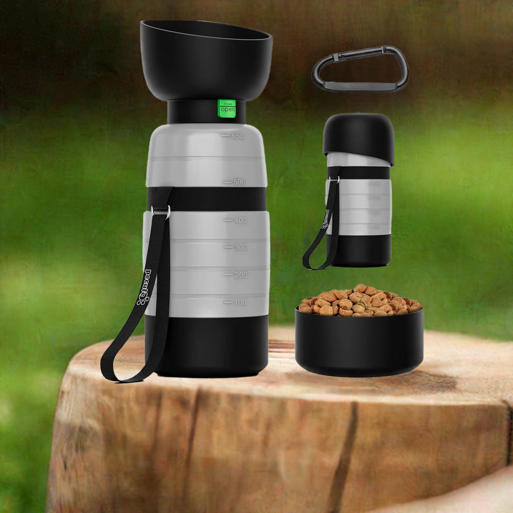 PURRVANA - Portable Dog Water Bottle – 650ml Travel Water & Food Bowl for Pets On the Go