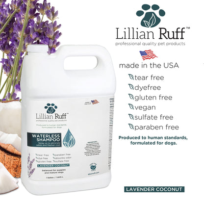 Lillian Ruff - Waterless No-Rinse Dry Shampoo Spray for Dogs (Gallon Size)