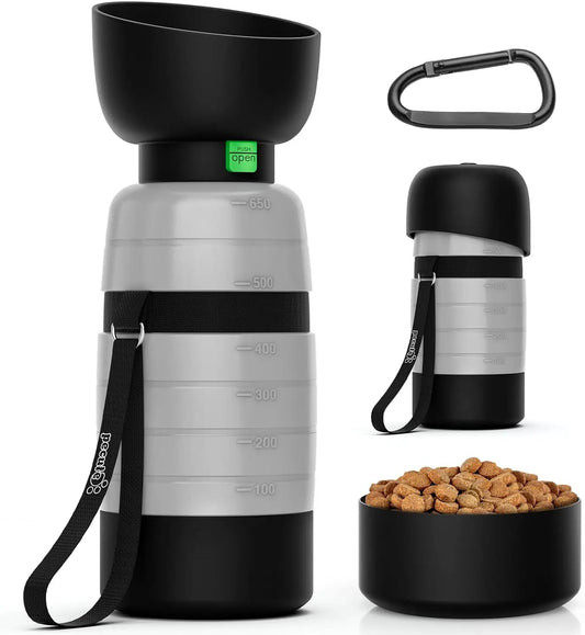 PURRVANA - Portable Dog Water Bottle – 650ml Travel Water & Food Bowl for Pets On the Go