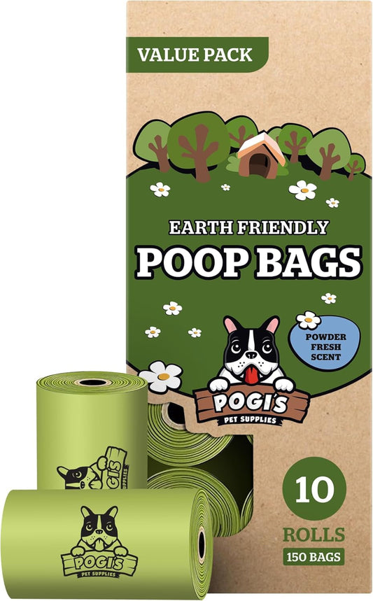 Pogi’s Dog Poop Bags – 150 Extra-Large, Leak-Proof, Scented Waste Bags (10 Rolls)