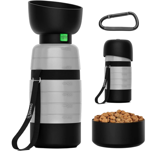 PURRVANA - Portable Dog Water Bottle – 650ml Travel Water & Food Bowl for Pets On the Go